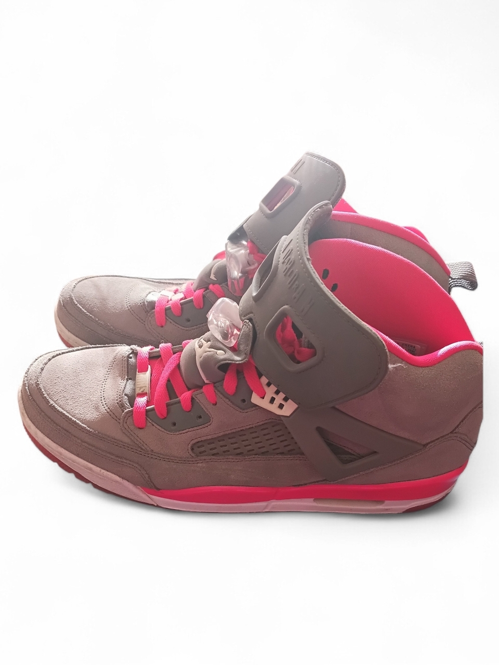 Gray and Hot Pink High-Top Sneakers